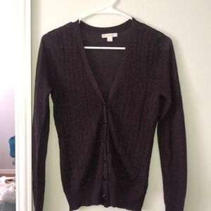 Sparkly purple cardigan sweater